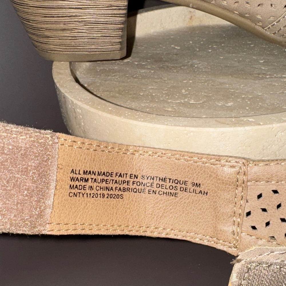 Earth Origins Delos Delilah Tan Peep-Toe Slingback Sandals Size 9 Velcro Closure - Picture 10 of 10